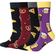 Load image into Gallery viewer, YEJIMONG Men&#39;s Colorful Novelty Dress Socks - Food Funky Pattern (8 Pairs / Size 9-12 / Cotton)

