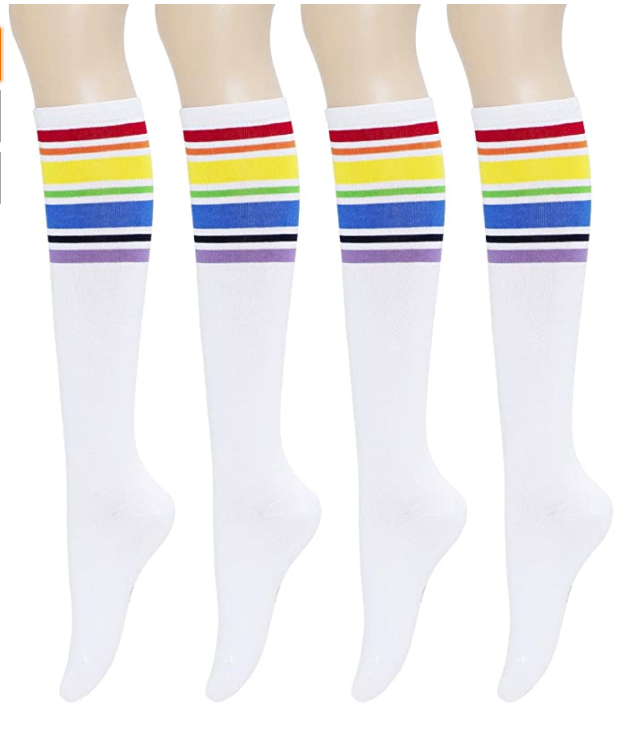 Striped Combed Cotton Non-Slipping Knee High Socks