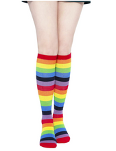 Load image into Gallery viewer, KONY Women&#39;s Casual &amp; Elastic Knee High Socks - Classic Rainbow (3 Pairs / Size 6 - 10 / Cotton)
