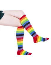 Load image into Gallery viewer, KONY Women&#39;s Casual &amp; Elastic Knee High Socks - Classic Rainbow (3 Pairs / Size 6 - 10 / Cotton)

