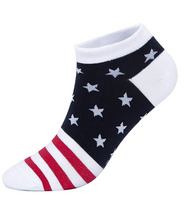 Load image into Gallery viewer, KONY Women’s Lightweight Novelty Low Cut Ankle Socks - American Flag (5 Pack / Size 6-10 / Cotton)
