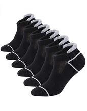 Load image into Gallery viewer, KONY Women&#39;s Athletic Low Cut Ankle Socks - Black (6 Pair / Size 6-9 / Cotton)
